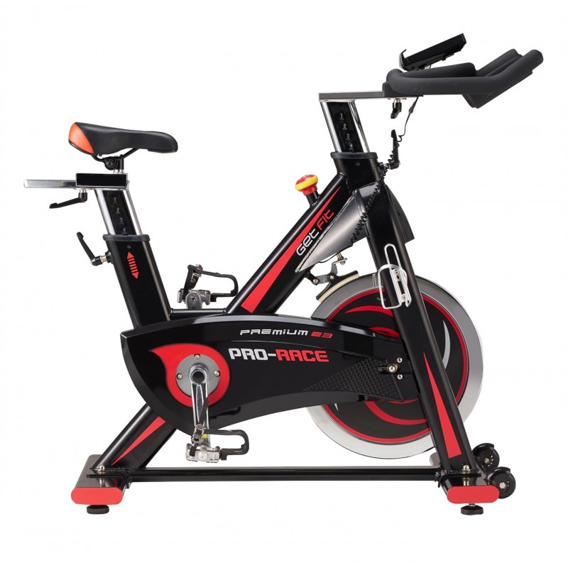 GetFit Spin Bike Light Club Premium S3 - Volano 24 kg, Trasmissione a cinghia, regolazione sella GetFit