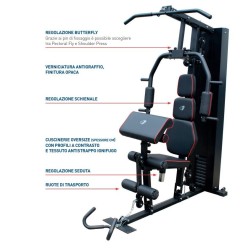 Getfit Stazione multifunzione Force T Builder 1.0 professionale - Pacco pesi 65,5 kg GetFit