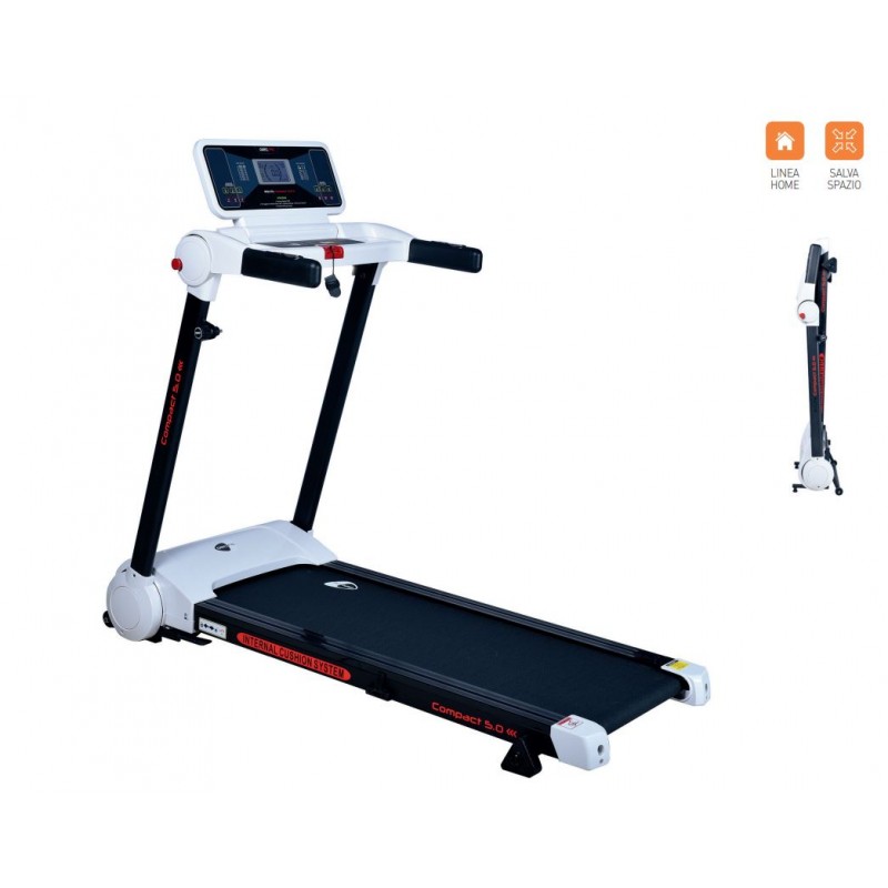 GetFit Ruote compact 5.0 Tapis Roulant - Motore 2 HP, Velocità max 14 km/h, Salvaspazio