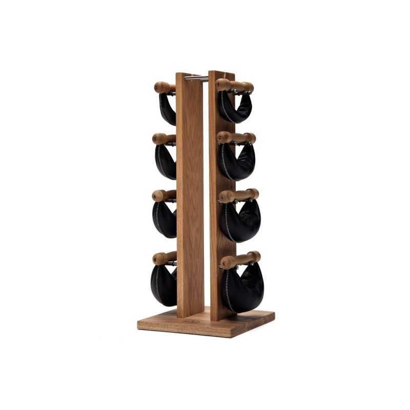 NOHRD Swing Tower - Porta manubri in legno con 4 coppie di manubri SwingBell WaterRower - NOHRD