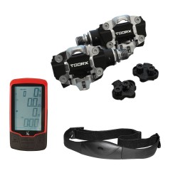 SET TX-POWER - coppia power meter pedals SPD system, computer d’allenamento e fascia cardio Toorx